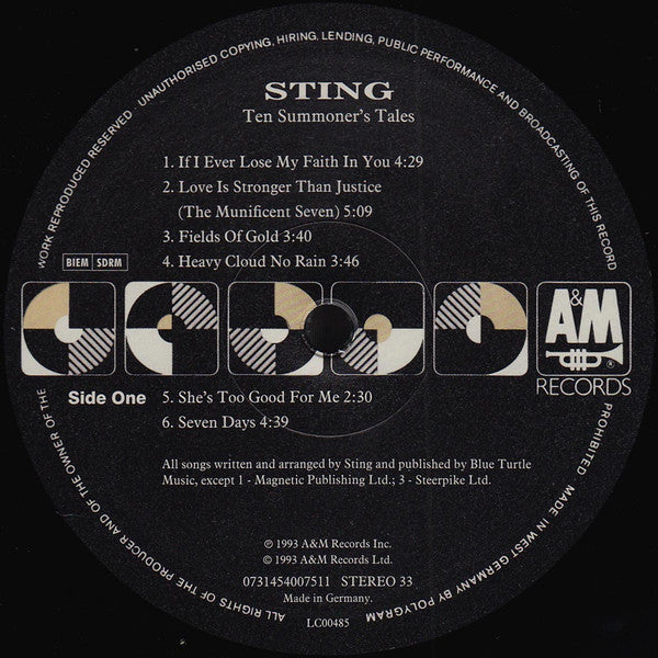 Sting : Ten Summoner's Tales (LP, Album, RE, RM, 180)
