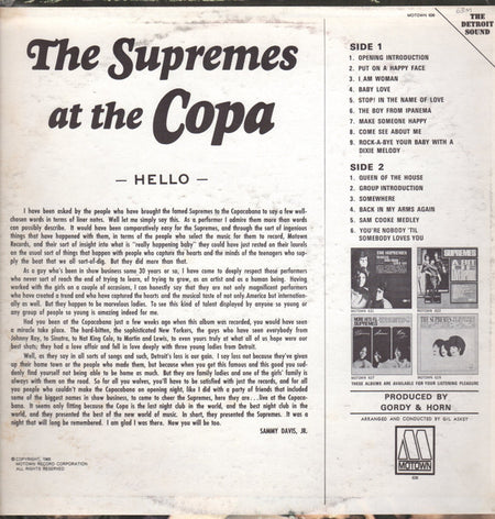 The Supremes : At The Copa (LP, Album)