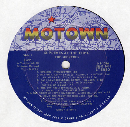 The Supremes : At The Copa (LP, Album)