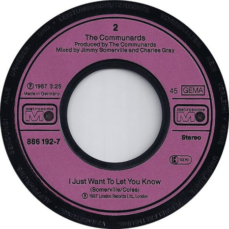 The Communards : Tomorrow (7", Single)