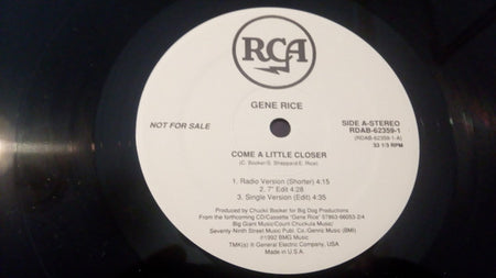Gene Rice : Come A Little Closer (12", Promo)