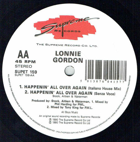 Lonnie Gordon : Happenin' All Over Again (12")