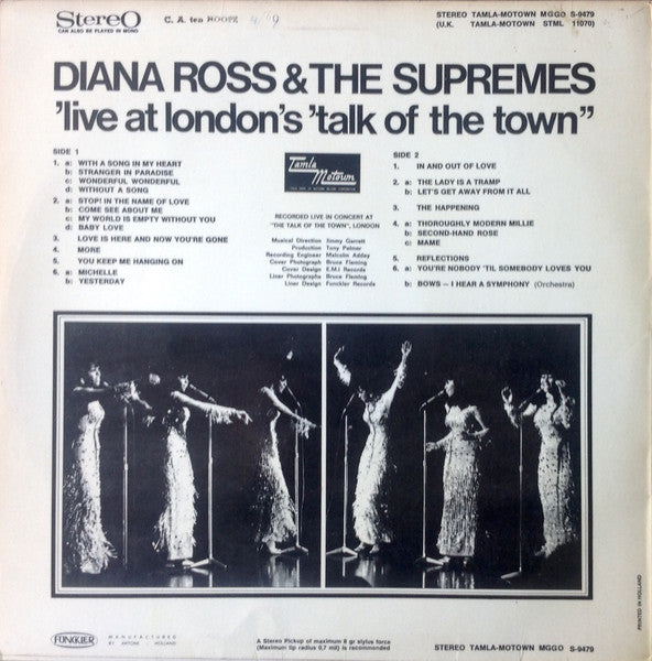 The Supremes : 'Live' At London's Talk Of The Town (LP, Album)