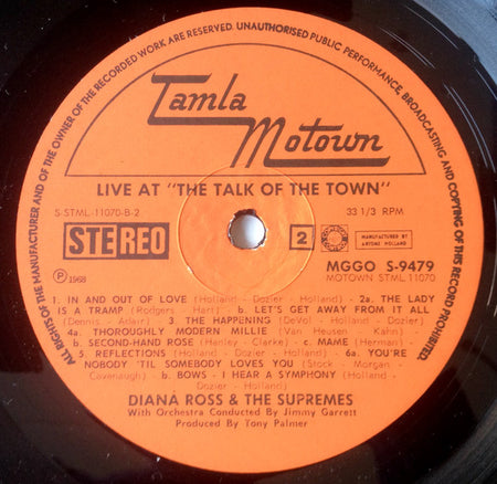 The Supremes : 'Live' At London's Talk Of The Town (LP, Album)