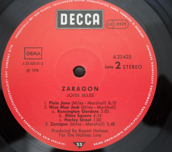 John Miles : Zaragon (LP, Album)