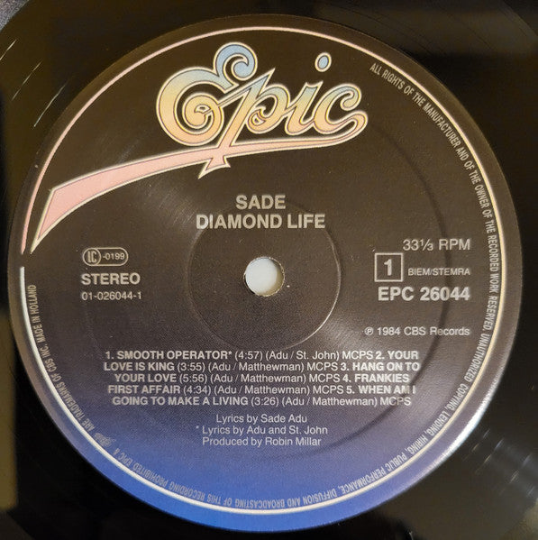 Sade : Diamond Life (LP, Album, Dar)