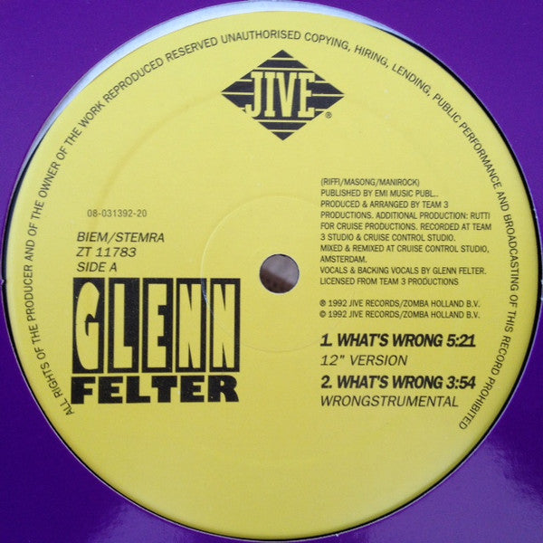 Glenn Felter : What's Wrong (12")