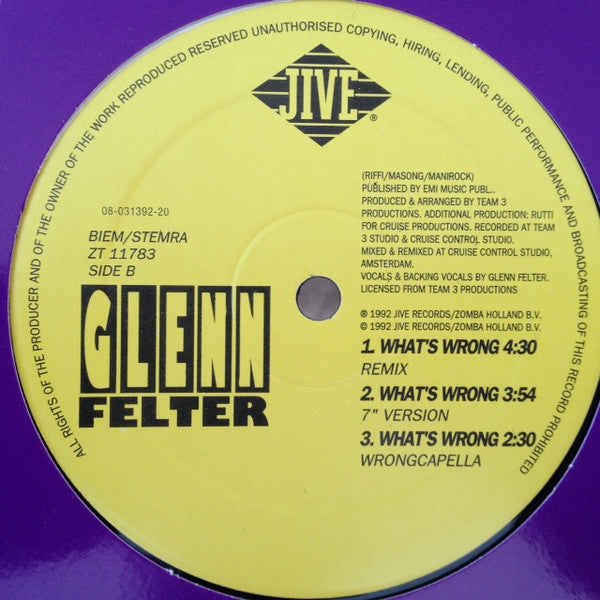 Glenn Felter : What's Wrong (12")