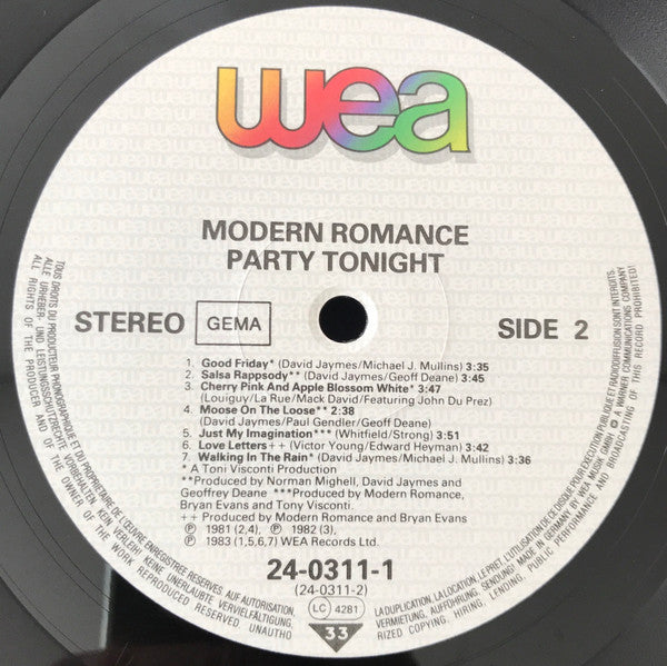 Modern Romance : Party Tonight (LP, Comp)