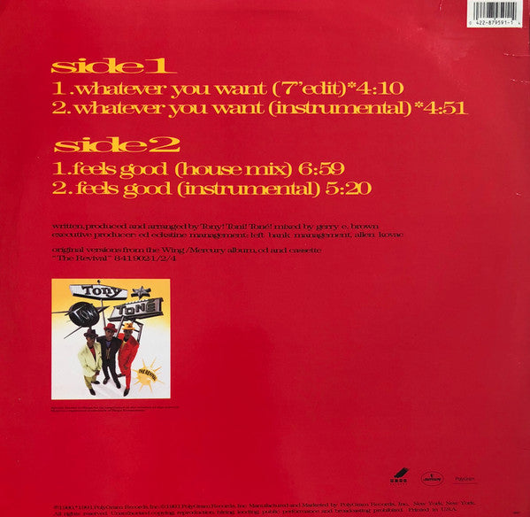 Tony! Toni! Toné! : Whatever You Want / Feels Good (12", Single)