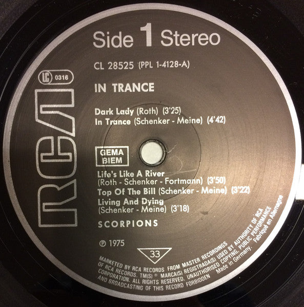 Scorpions : In Trance (LP, Album, RE)