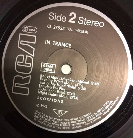 Scorpions : In Trance (LP, Album, RE)