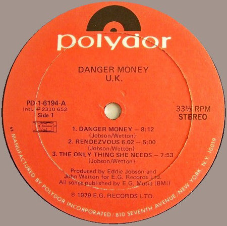 UK (3) : Danger Money (LP, Album, Kee)