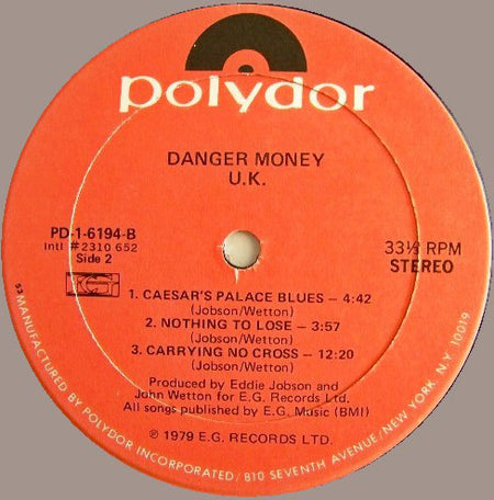 UK (3) : Danger Money (LP, Album, Kee)