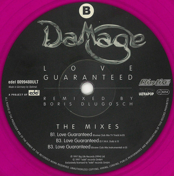 Damage : Love Guaranteed (The Boris Dlugosch Mixes) (12", Vio)
