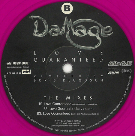 Damage : Love Guaranteed (The Boris Dlugosch Mixes) (12", Vio)