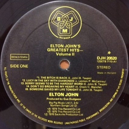 Elton John : Elton John's Greatest Hits Volume II (LP, Album, Comp)