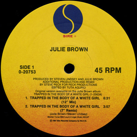 Julie Brown : Trapped In The Body Of A White Girl (12", Maxi, All)