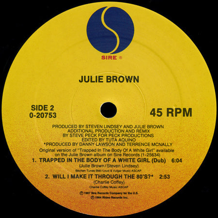 Julie Brown : Trapped In The Body Of A White Girl (12", Maxi, All)