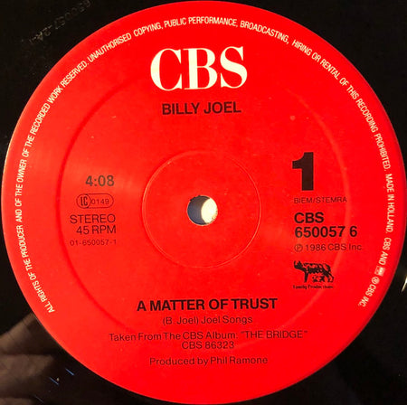 Billy Joel : A Matter Of Trust (12", Maxi)