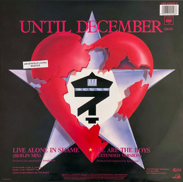 Until December : Live Alone In Shame / We Are The Boys (12", Maxi)