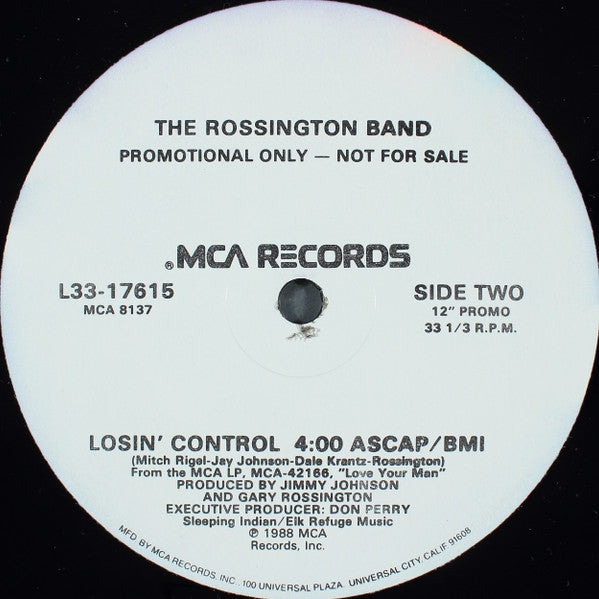 The Rossington Band : Losin' Control (12", Promo)