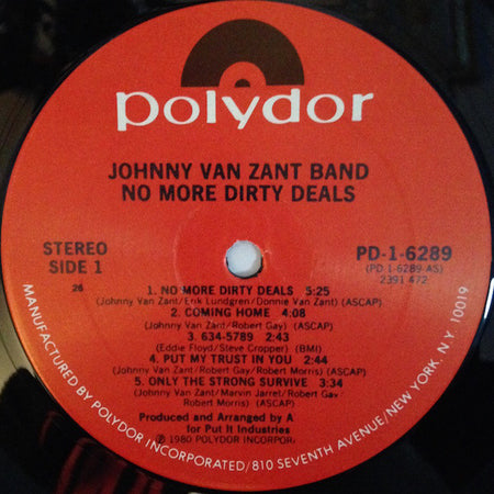 The Johnny Van Zant Band* : No More Dirty Deals (LP, Album, Com)