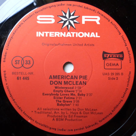 Don McLean : American Pie (LP, Album, Club, RE)