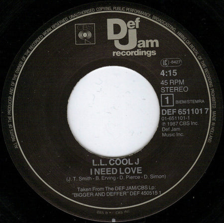 LL Cool J : I Need Love (7", Single)