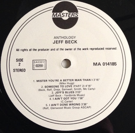 Jeff Beck : Anthology (LP, Comp)